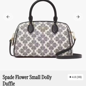 Kate Spade Black and White Satchel with Flower Pattern With Matching Wallet.